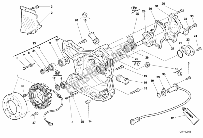 Alle onderdelen voor de Generatorafdekking - Waterpomp van de Ducati Superbike 996 S 2001